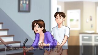 Summertime Saga - Breasty Abode mother I'd like to fuck gets bent over in the hallway and drilled by a massive jock