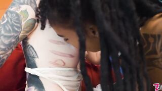 Hawt Interracial Trio with Pretty Darksome Skin Girl