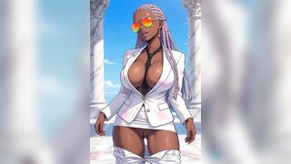 Large Breast Executive Black Sweetheart with a Taut Ebony Butt Shaved Twat