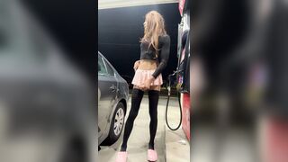 Large Ramrod Transsexual Cums at Gas Station