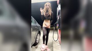 Large Ramrod Transsexual Cums at Gas Station