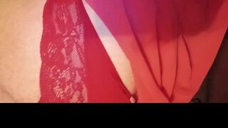 Red suit feeling cute