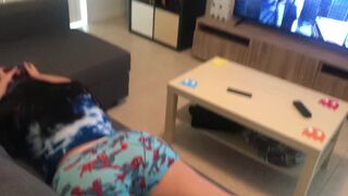 Step sister with a large butt plays on her brothers ps4 then gets banged!