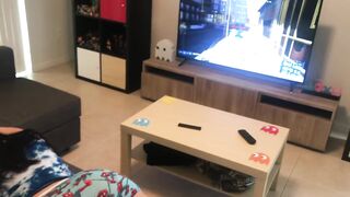 Step sister with a large butt plays on her brothers ps4 then gets banged!