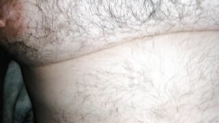 Bear dad wanking to a reverse team fuck porn scene