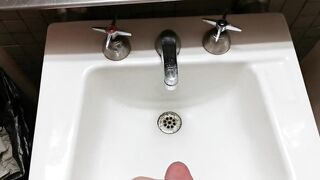 Peeing & Masturbating in Public Washroom Sink