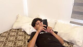 Stepson manages to share a couch with his stepmother and fulfills his fantasy dream out of being seen.