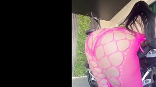 Shaking her large booty with her pants wedged in her booty