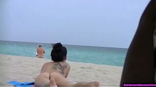 Exhibitionist Wife Allison Banks Teasing Naked Beach Voyeurs!