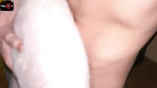 Lewd Despairing Man Banging Pillow during the time that Groaning and Cum Hands Free - 4K