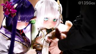 雷電将軍とナヒーダちゃんに3Pパイズリしてもらったよ♥️♥️♥️♥️♥️