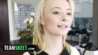 TeamSkeet - Super Petite Blondie Isn't Afraid To Poke Large Plump Dong Unfathomable Down In Her Mouth