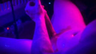 Ribald Sexy Oiled Man Jerking Off His Hard Ramrod in This Night - Hunk groans- Ejaculation Close Up