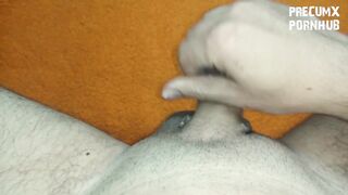Hand cream masturbation with a admirable ejaculation at the end