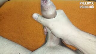 Hand cream masturbation with a admirable ejaculation at the end