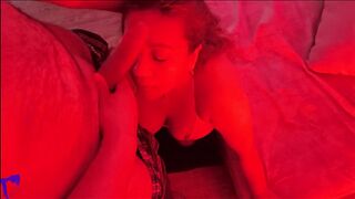 Lewd Latin chick mother I'd like to fuck in Red Light Spits on Shlong, Sucks Balls, Gives Tugjob and Facial Spunk flow