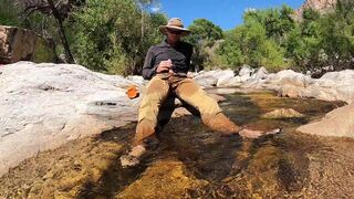 Pissing on myself and cooling off in a river after a sexy day of field work
