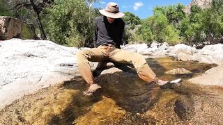 Pissing on myself and cooling off in a river after a sexy day of field work