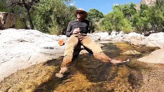 Pissing on myself and cooling off in a river after a sexy day of field work