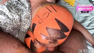 The local whore gets drilled by the entire city on Halloween