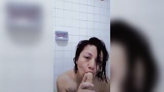 Playing with Dulceivanka in the washroom