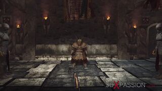 A gorgeous princess gets drilled by a dwarf knight in the dungeon