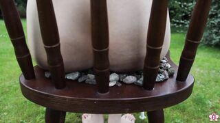 Thrall Mila Plays with Her Bruised Caned Bottom Outdoors