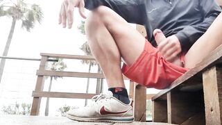 Risky Public Beach Fun - Large Jock Masturbation Until Nearly Caught! Hotsportfitboy
