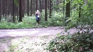 Blond Honey Fingers Herself Unfathomable in Forest