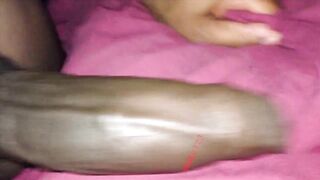 Large ebony jock giving hard lengthy couch strokes