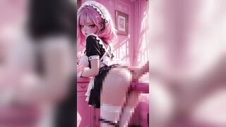 Excited Pink Hair Maid Gets Her Taut Cunt Filled With Thick Cum in Pink Room - Dirty Creampie