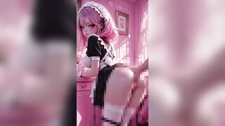 Excited Pink Hair Maid Gets Her Taut Cunt Filled With Thick Cum in Pink Room - Dirty Creampie
