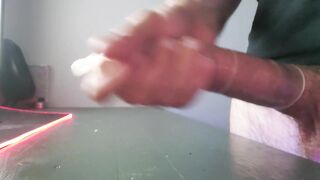Edging, oozing and filling up a shinny fuck-rubber with some post climax jerking