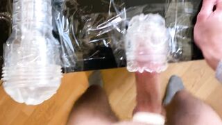 Amateur Man Groaning Whilst Screwing Fleshlights - Massive Cum Load 4K