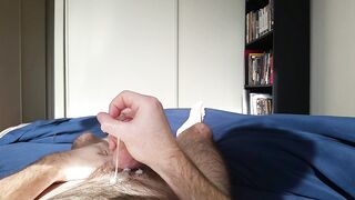 Cum dad wakes up talking smutty & jerking off a ramrod full of ball juice