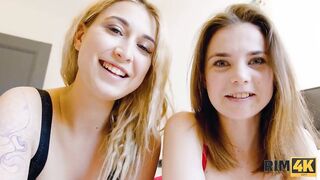 RIM4K. Sweethearts in red and ebony underware surprise single chap with ass fucking