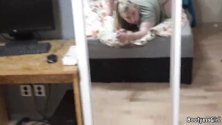 Banging cutie with beautiful booty and then cumming on her vagina