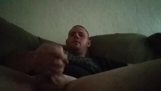 hunk jerking off penis