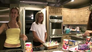 Intimate home movie angels show bazookas butt & widen their vaginas at a birthday