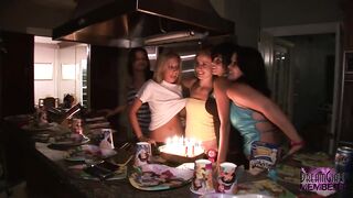 Intimate home movie angels show bazookas butt & widen their vaginas at a birthday