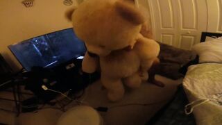 Slutty dude bangs massive stuffed bear