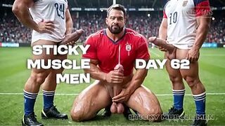Sticky Muscle Dudes Day 62 Preview, AI-Generated Muscle Lads, Large Schlongs, Large Cum Loads