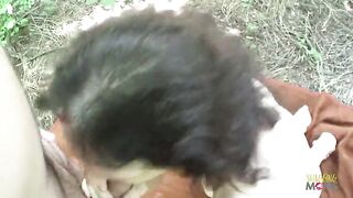 U're outside in a forest engaging in vigorous raunchy activity with an amateur mature woman.