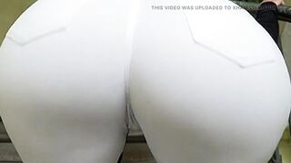 Large Booty Stepsister Twerking on the Building Stairs