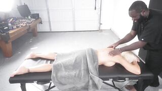 GOLDEN-HAIRED GILF NEEDS A RUBDOWN MASSAGE AND A THICK EBONY DICK