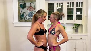 Gal-on-cutie Naked Wrestling Match