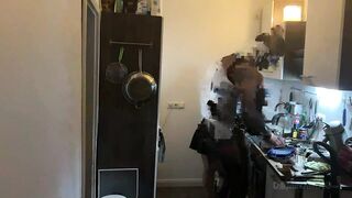 Slaver mother I'd like to fuck Stretches Latex Sub's Booty Wide in Kitchen