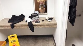 Hawt Wife Caught Masturbating in Restroom and Drains Jock