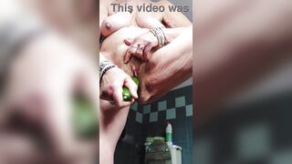 Granny screws bushy twat with sex tool