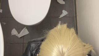 Blond hotty banged loud in public washroom